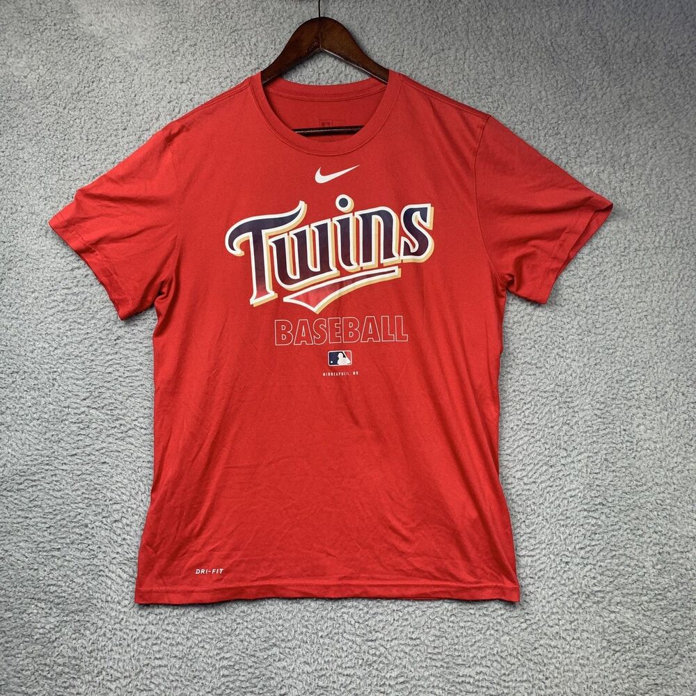 Minnesota Twins Shirt Mens Large Red MLB Baseball Nike Dri Fit Graphic Tee
